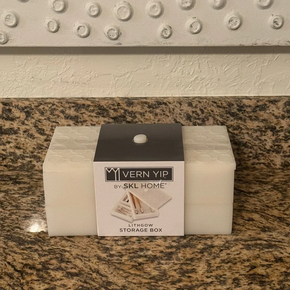 VERN YIP SKL Home White Bathroom Accessory Box Toothbrush Vanity Lithgow Storage